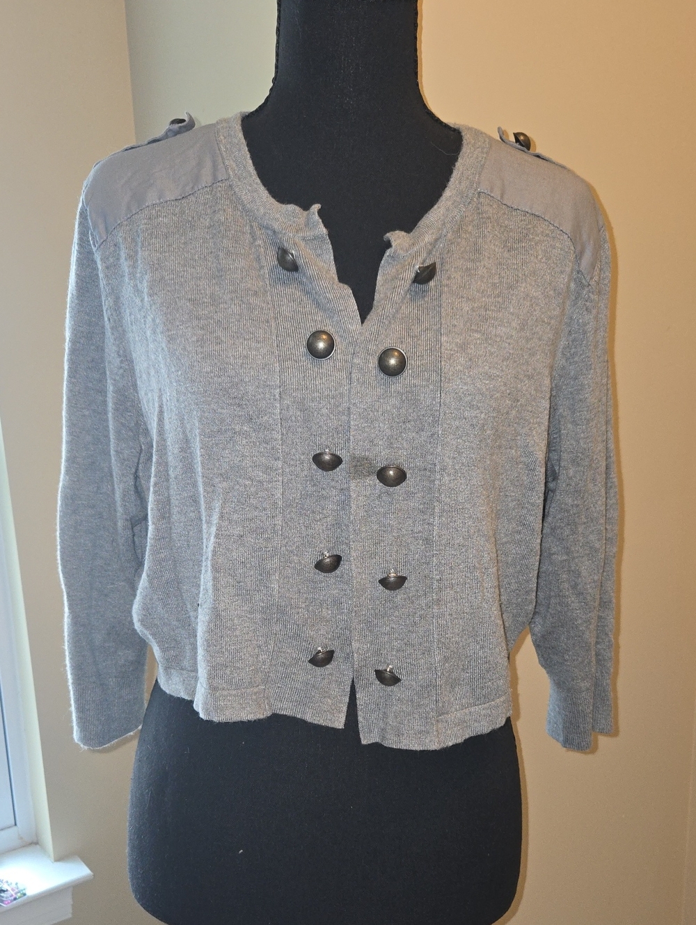 torrid Gray Double-Breasted Cropped Cardigan Sweater